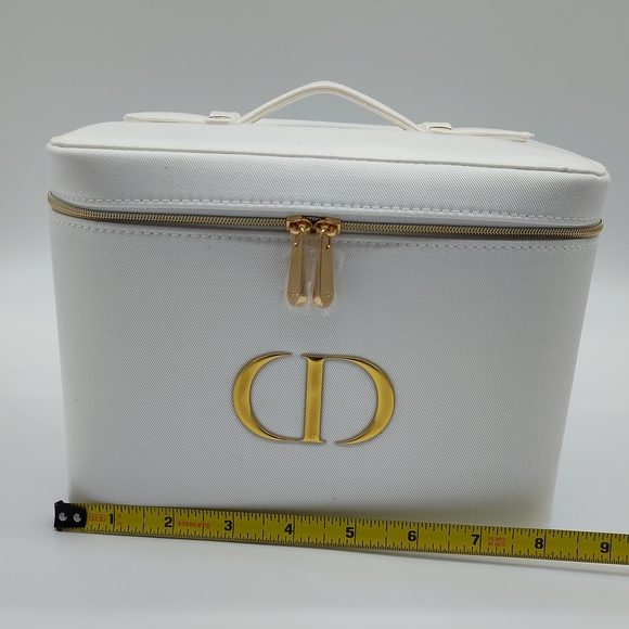 DIOR Platinum Vanity Case Makeup Train Case Mirror White Gold Logo - Picture 6 of 7